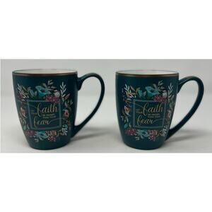 With Love 2018 Let Your Faith Be Bigger Than Your Fear Green Floral Mug Set of 2